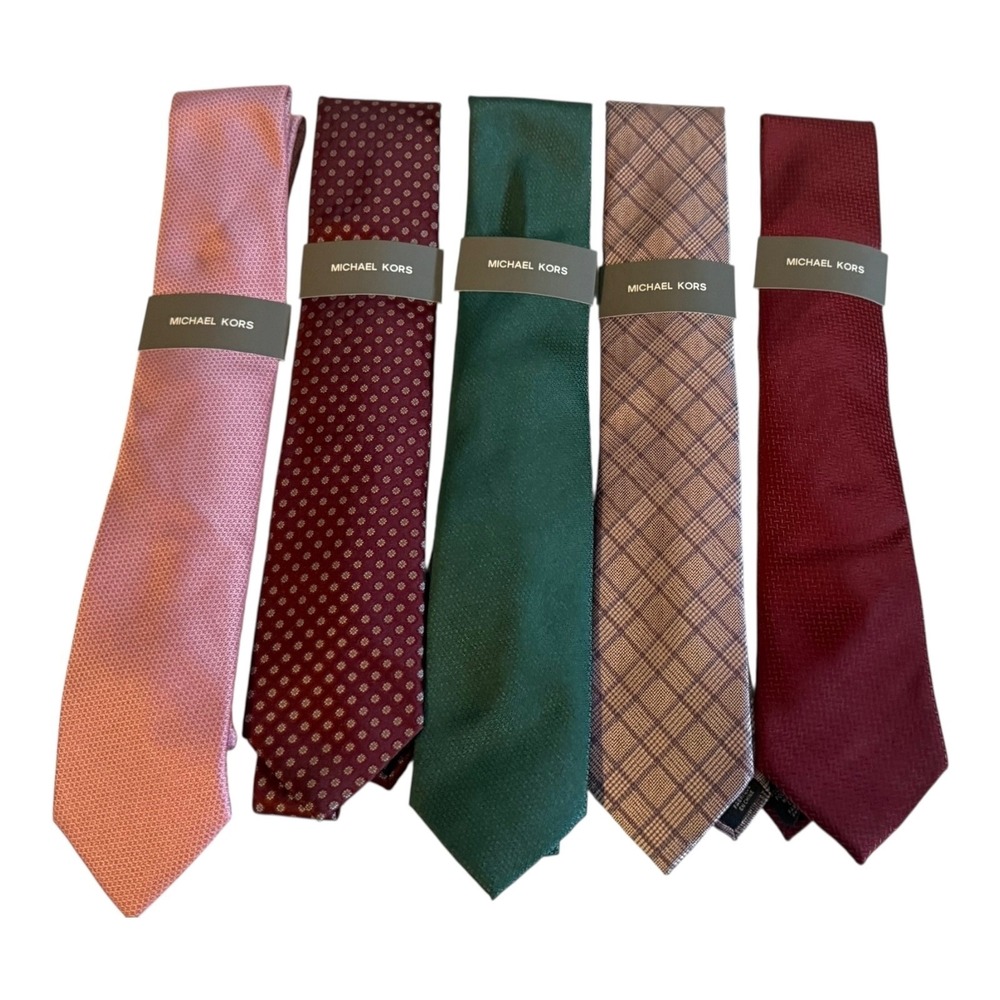 Michael Kors Necktie Lot of 5 Mens One Size Ties Various Colors and Patterns New